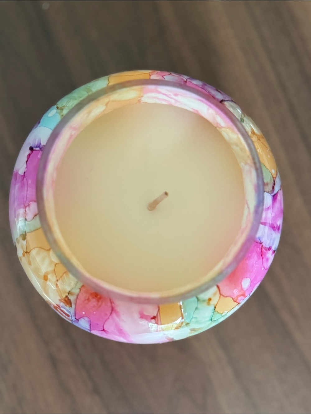 New | Capri Blue | 19 oz large | Rainbow watercolor Volcano candle | Anthro - Picture 2 of 4